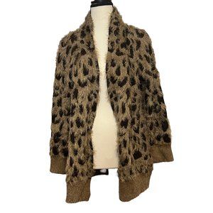 Oliver Eyelash Extra Soft Cardigan, Animal Print, Brown & Tan, Size: Large